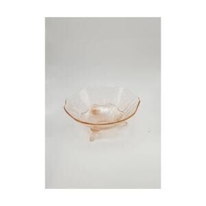 Vintage Pink Depression Glass Bowl, Footed Serving Dish Scalloped Edge
